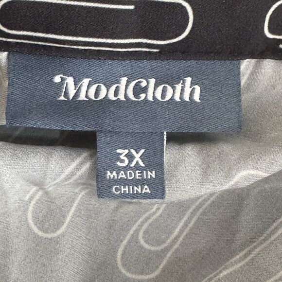 ModCloth Blouse Plus Sz 3X Bow Tie Neck Long Sleeve Rodeo Retro Preppy Western - Picture 10 of 14